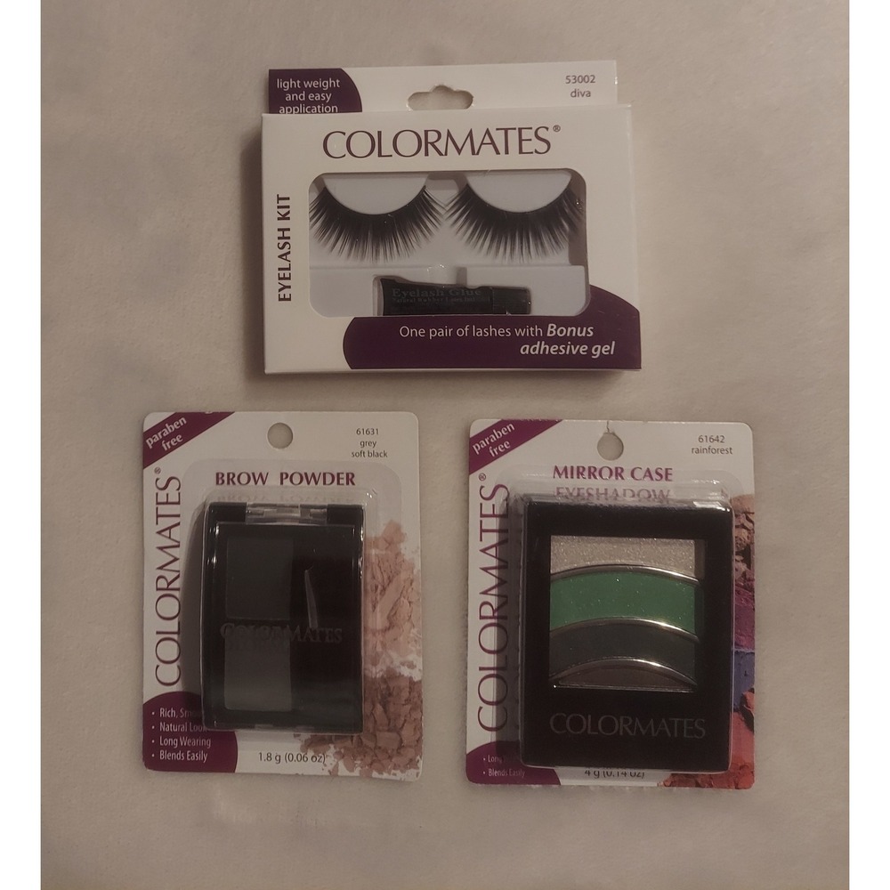 ColorMates Rainforest Eyeshadow Brow Powder Diva Eyelash Kit Set of All 3 NIB